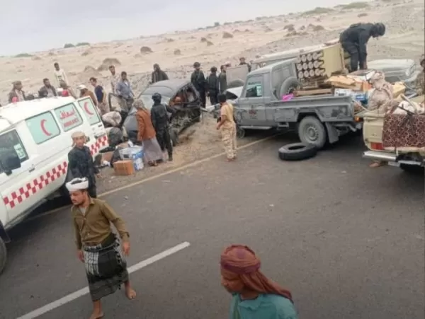 اليمن: وفاة شخص وإصابة أربعة آخرين في حادث تصادم مروري في أبين